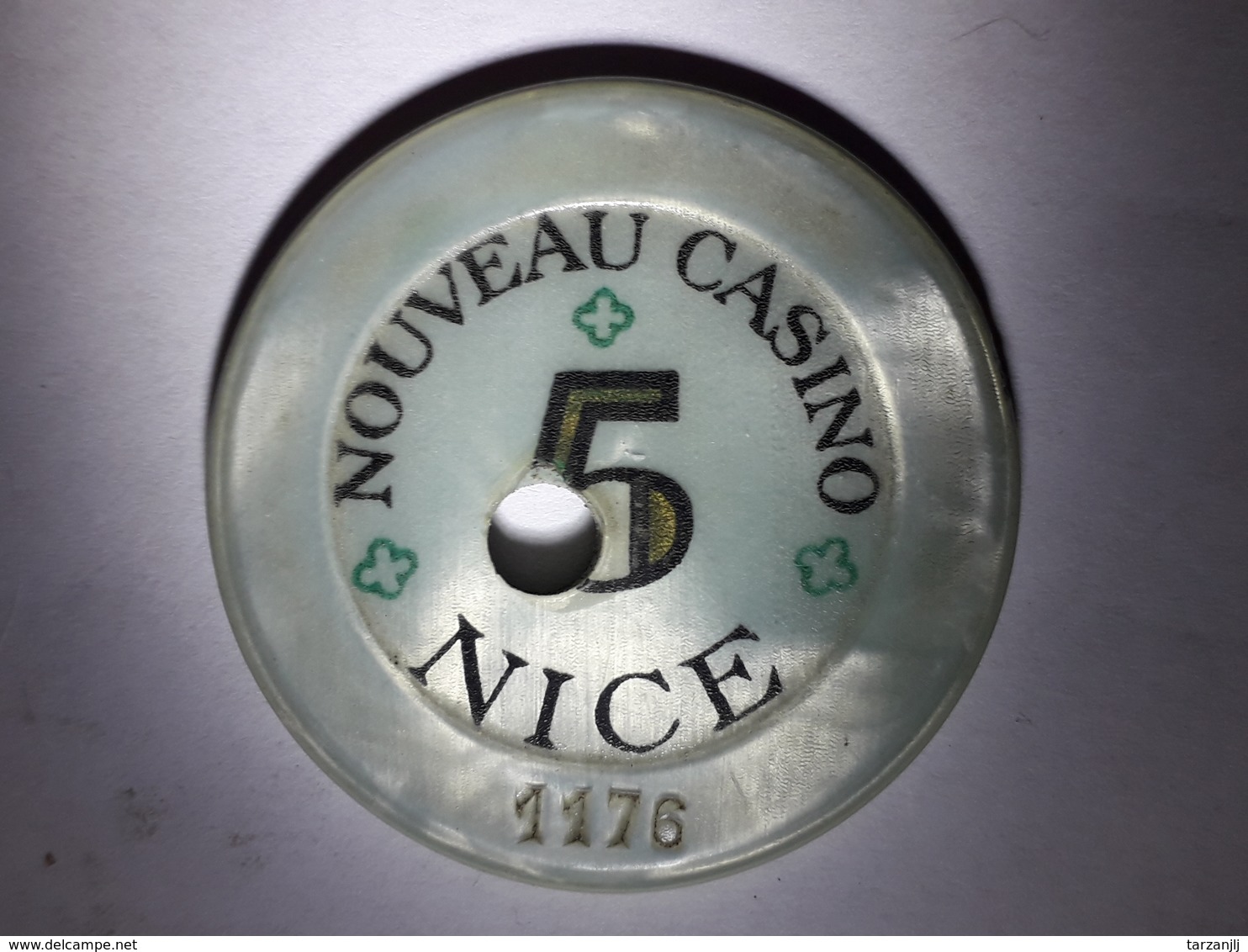 Ancien Jeton (ficha) Backélite De 5 Francs. Nouveau Casino De Nice (Alpes Maritimes 06) - Casino