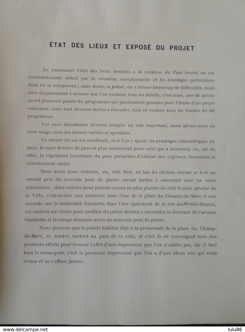 VILLE DE VALENCE ( Drome ) CONCOURS POUR L'AMENAGEMENT DU JARDIN PUBLIC PARC JOUVET 1902 - Historische Documenten