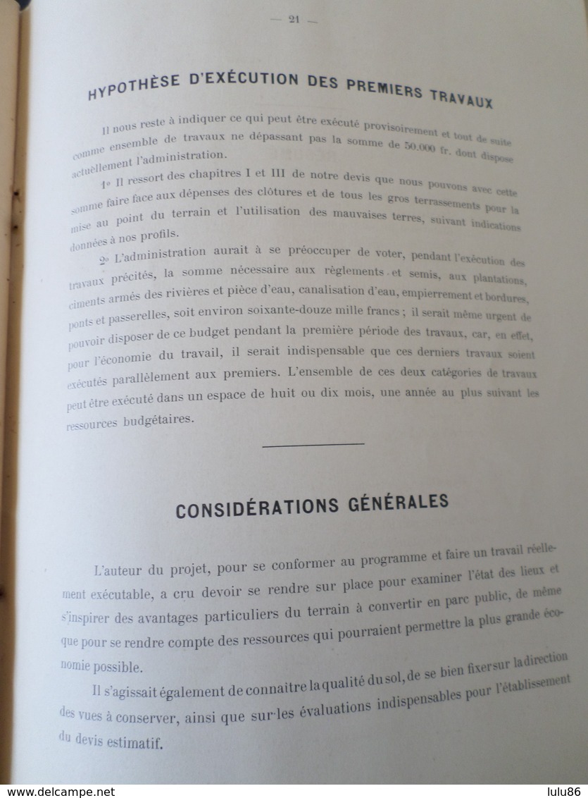 VILLE DE VALENCE ( Drome ) CONCOURS POUR L'AMENAGEMENT DU JARDIN PUBLIC PARC JOUVET 1902 - Historische Documenten