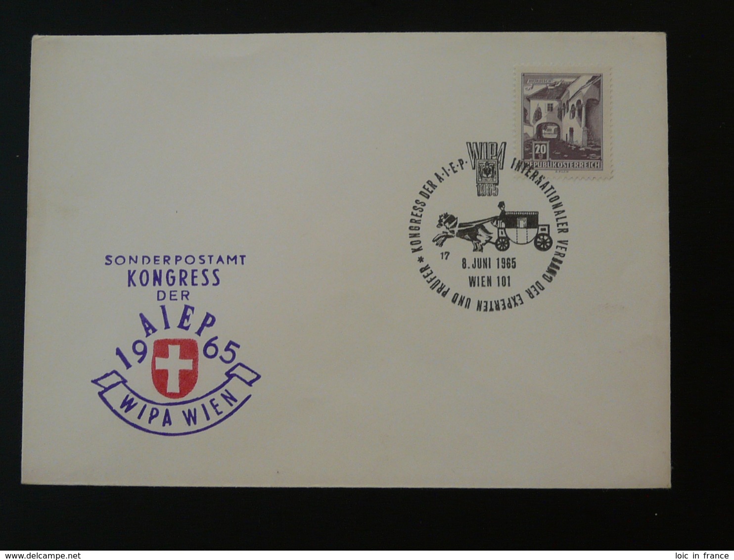 Obliteration Sur Lettre Postmark On Cover Diligence Mail Coach WIPA 1965 Autriche Austria (ex 1) - Diligencias