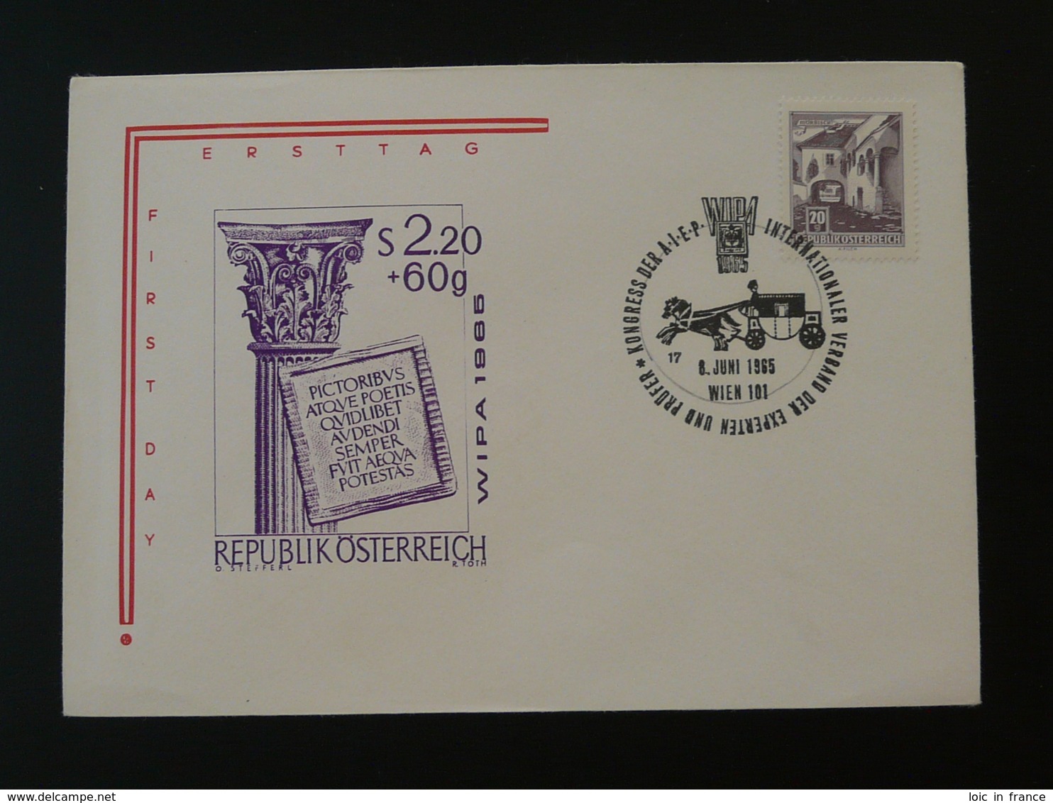 FDC Diligence Mail Coach WIPA 1965 Autriche Austria - FDC