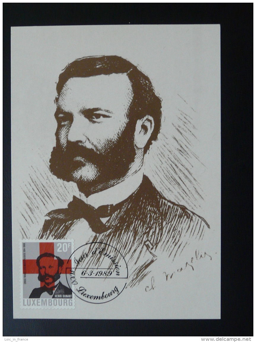 Carte Maximum Card Henri Dunant Croix Rouge Red Cross Luxembourg 1989 - Henry Dunant