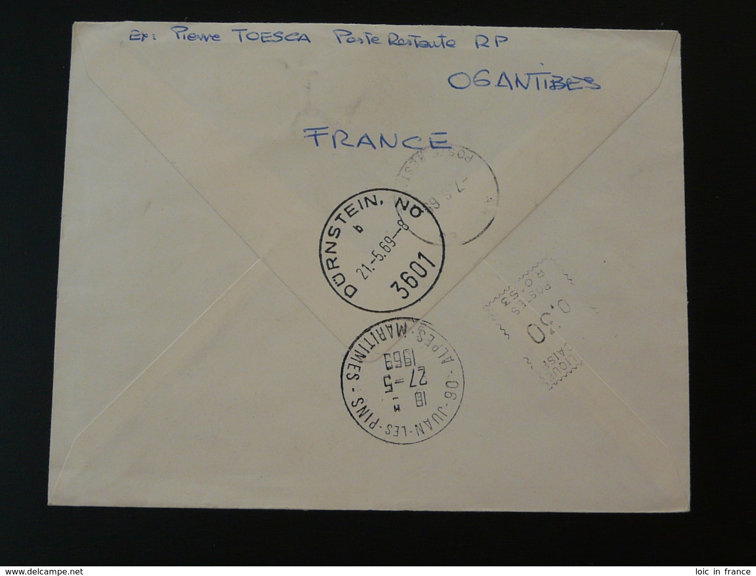 Lettre Cover Pour Durnstein Oblit. Nice Garibaldi Taxée Poste Aérienne Flugpost Autriche 1969 - Briefe U. Dokumente