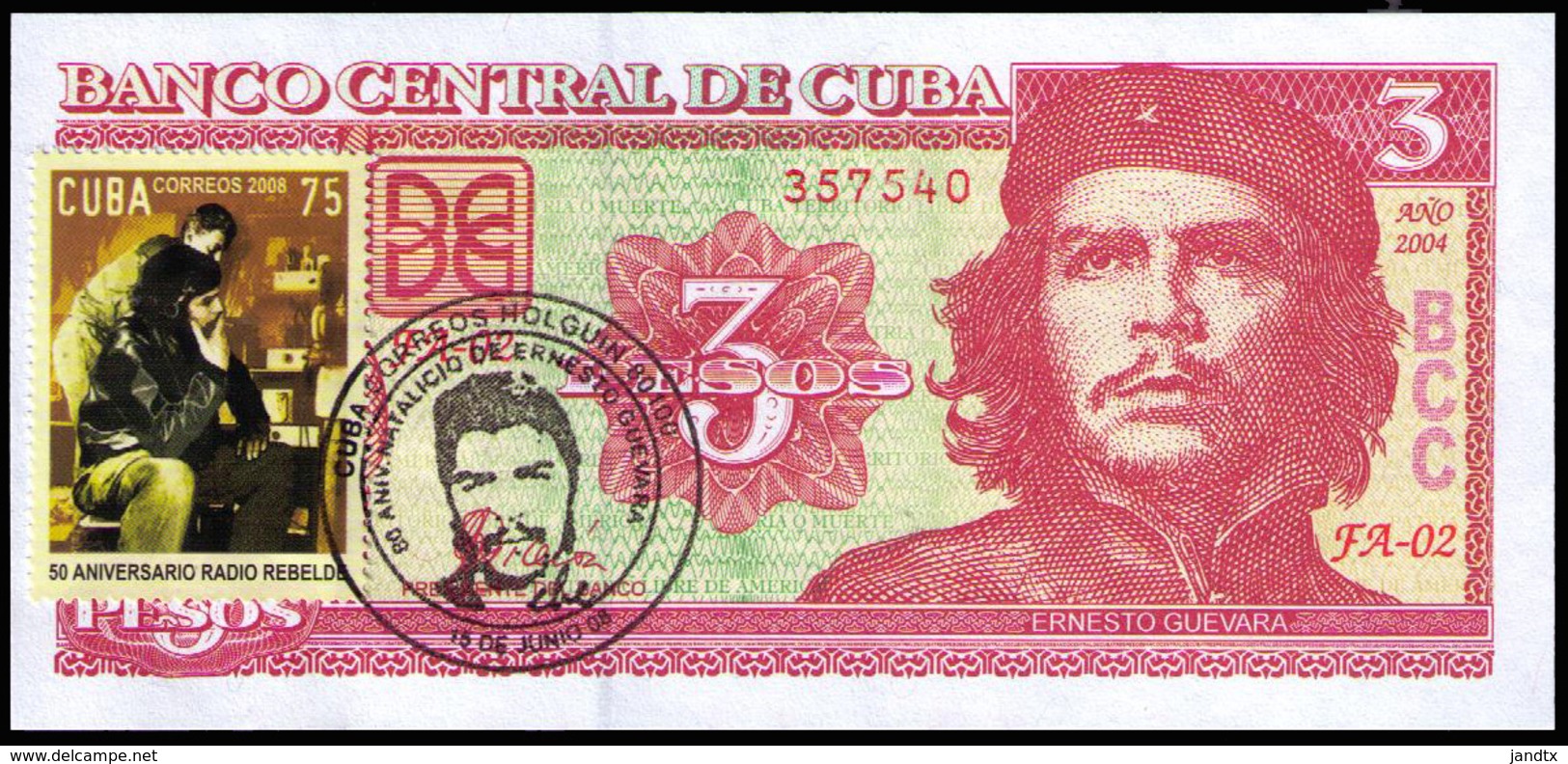 CUBA 3 PESOS CONMEMORATIVOS CHE UNC-SC - Cuba