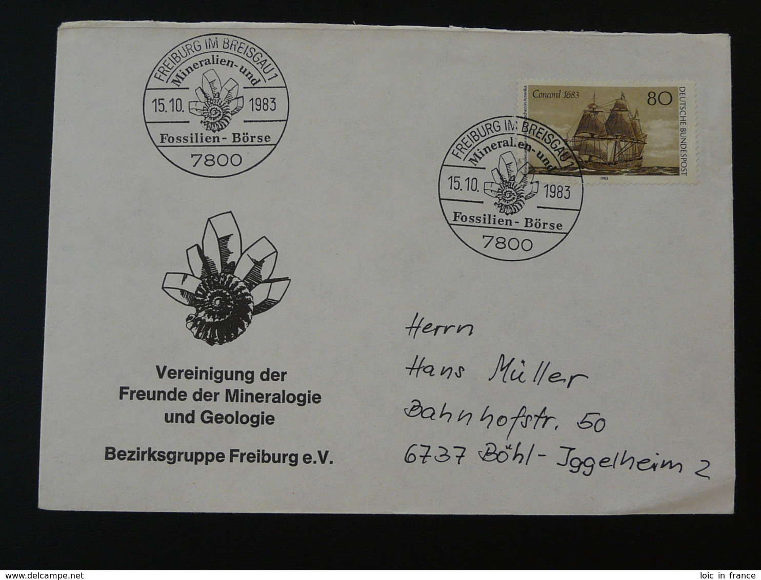 Lettre Cover Minéraux Minerals Fossiles Fossil Géologie Geology Freiburg Allemagne Germany 1983 - Autres & Non Classés