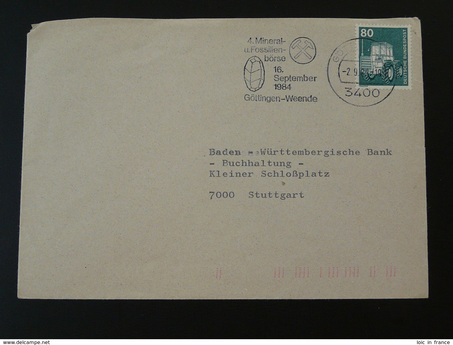 Flamme Sur Lettre Postmark On Cover Bourse Minéraux Fossiles Minerals Fossil Gottingen Allemagne Germany 1984 - Autres & Non Classés