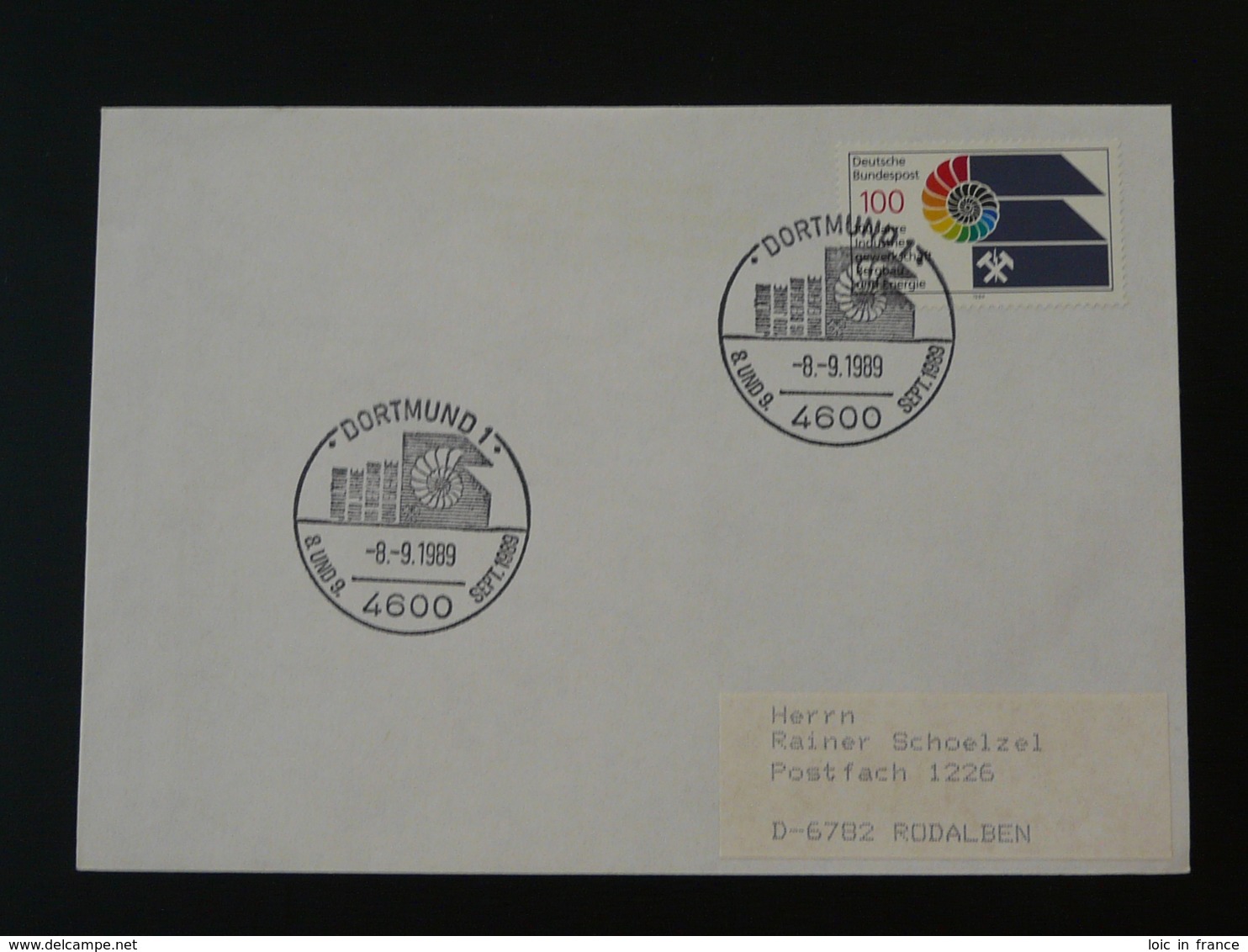 Oblitération Sur Lettre Postmark On Cover Géologie Fossile Fossil Coquillage Shell Dortmund Allemagne 1989 - Autres & Non Classés