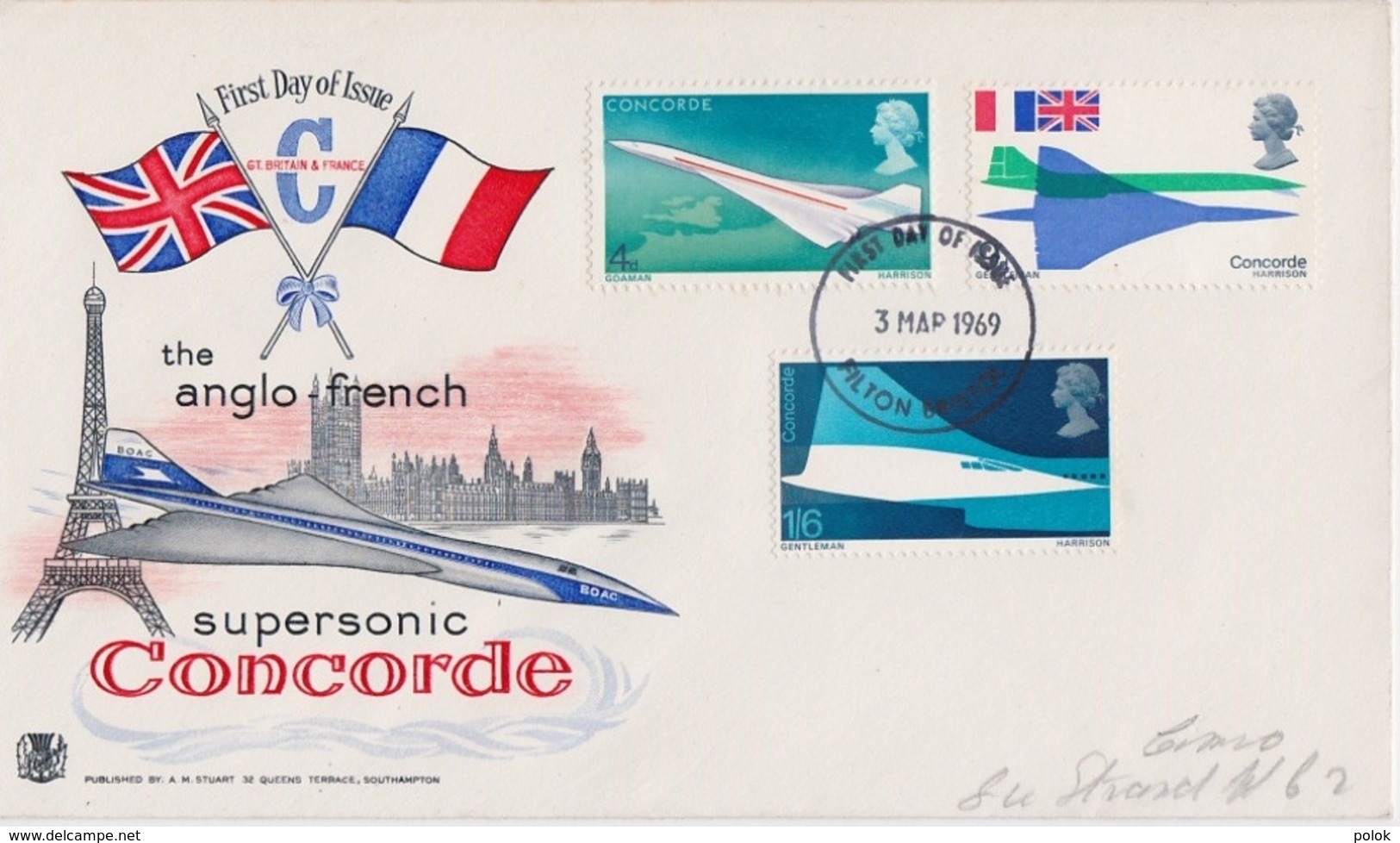 Lettre First Day Of Issue Concorde - The Anglo French Supersonic - 3th March 1969 - Filton - Marcophilie