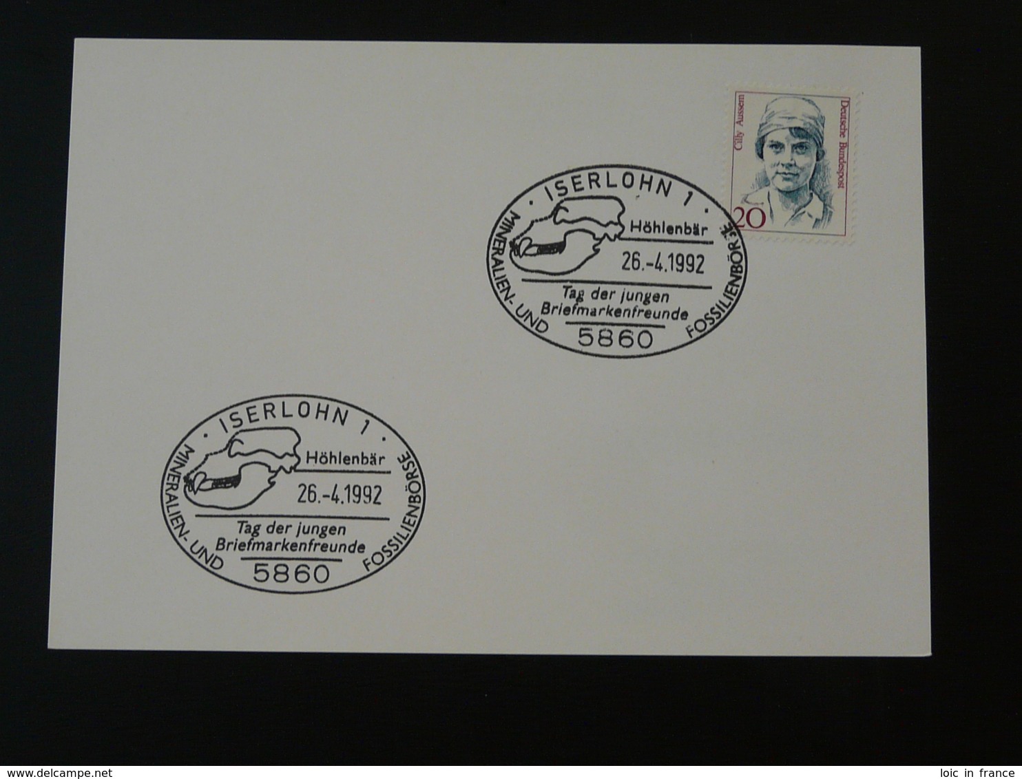 Obliteration Postmark Préhistoire Prehistory Iserlohn Allemagne Germany 1992 - Prehistorie