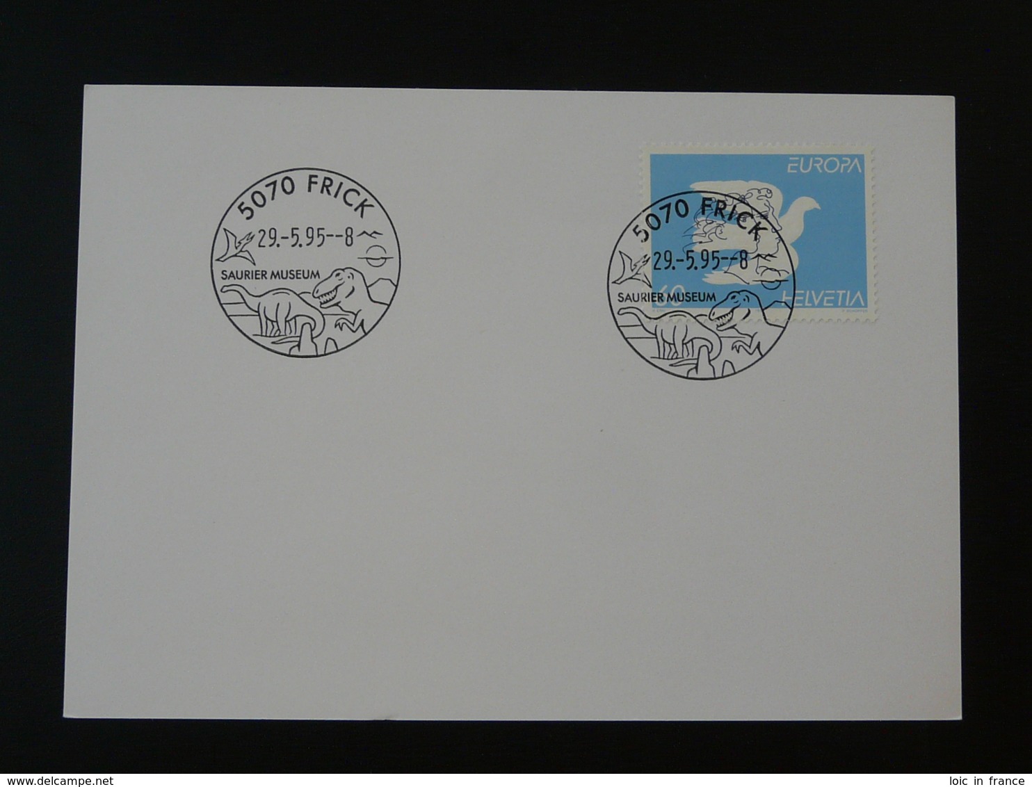 Obliteration Postmark Dinosaure Dinosaur Préhistoire Prehistory Frick Suisse 1995 - Prehistorics