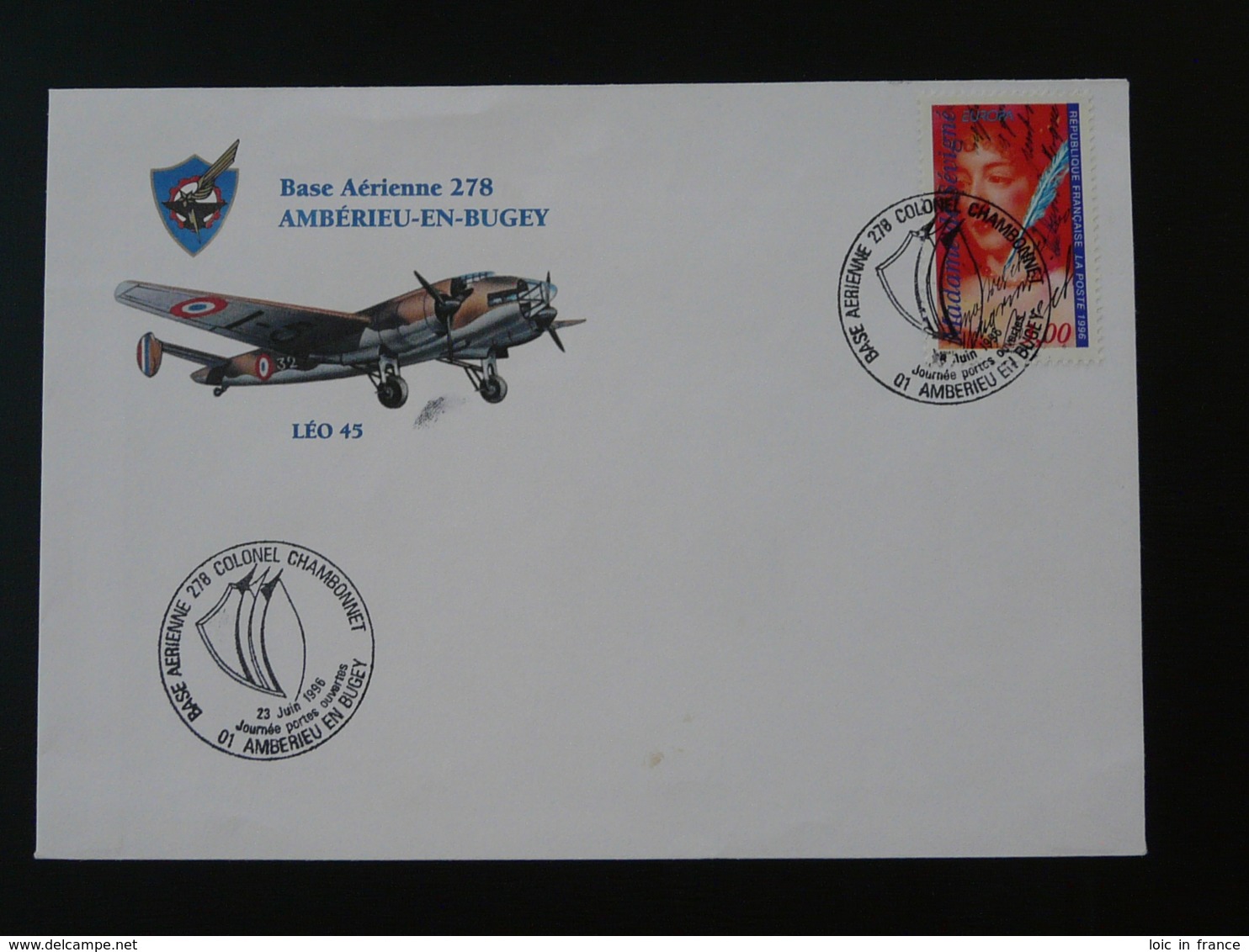 Lettre Commemorative Cover Base Aérienne 278 Aviation 01 Amberieu En Bugey Ain 1996 - 1960-.... Storia Postale