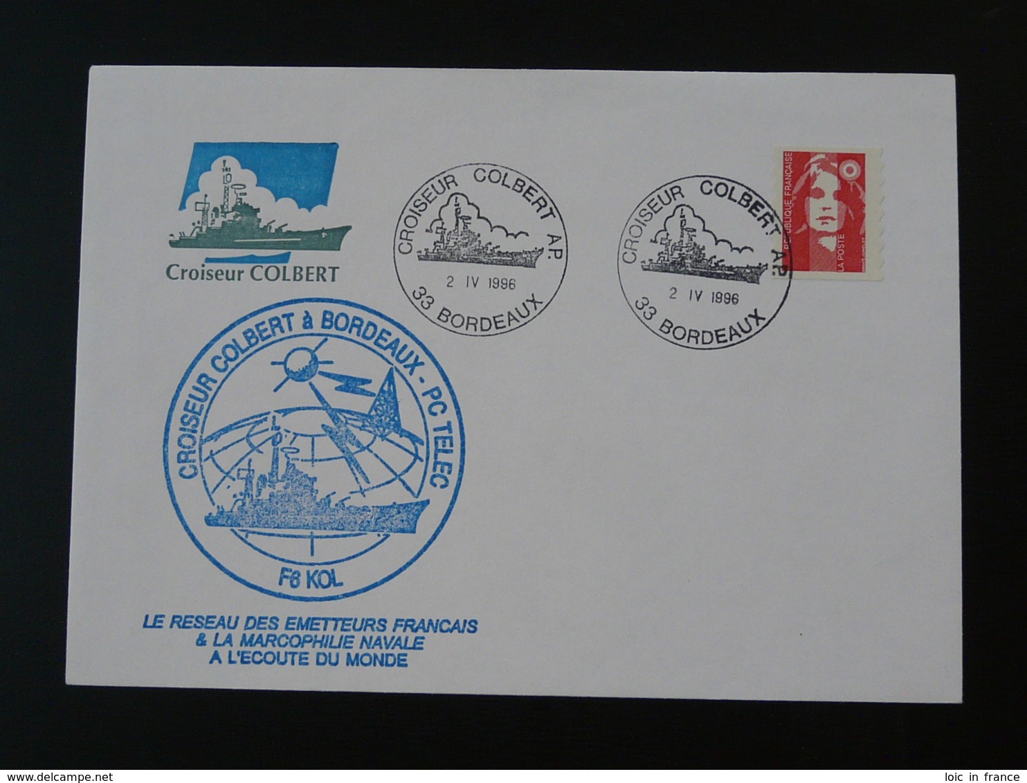 Lettre Commemorative Cover Croiseur Colbert Marcophilie Navale Bordeaux 1996 - Naval Post