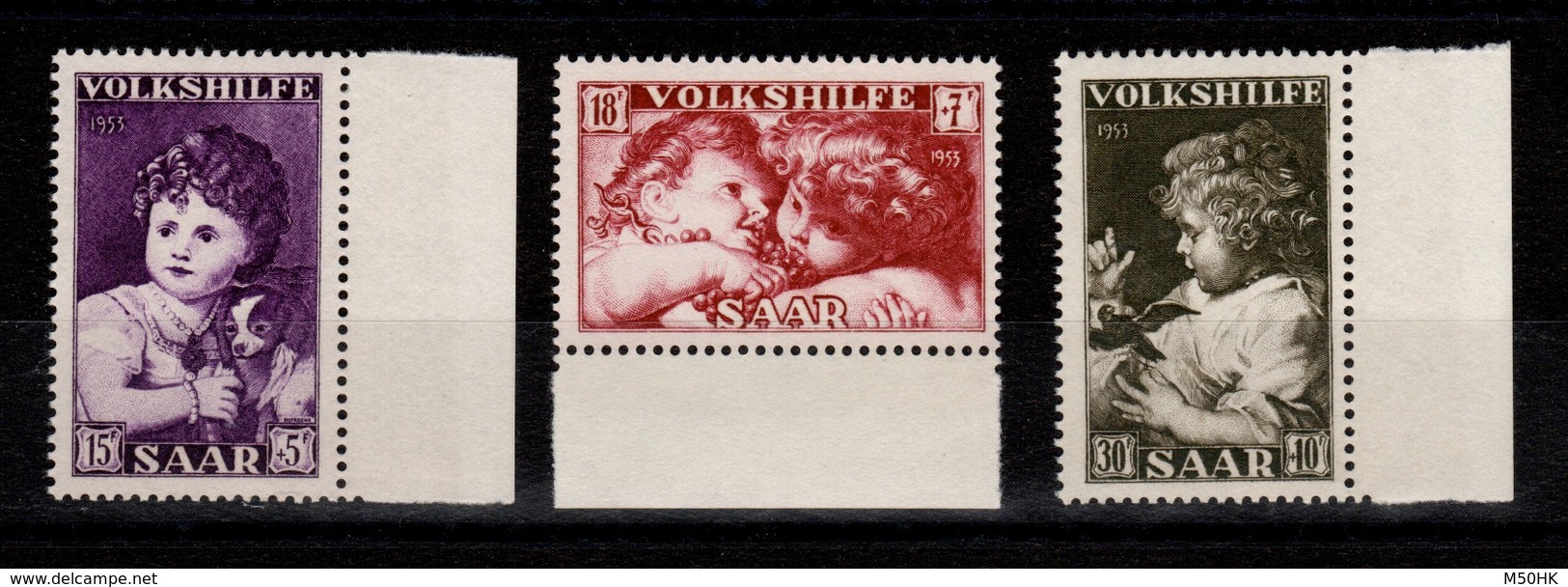 Sarre YV 323 à 325 N** Complete Volkshilfe 1953 Cote 11,30 Euros - Unused Stamps