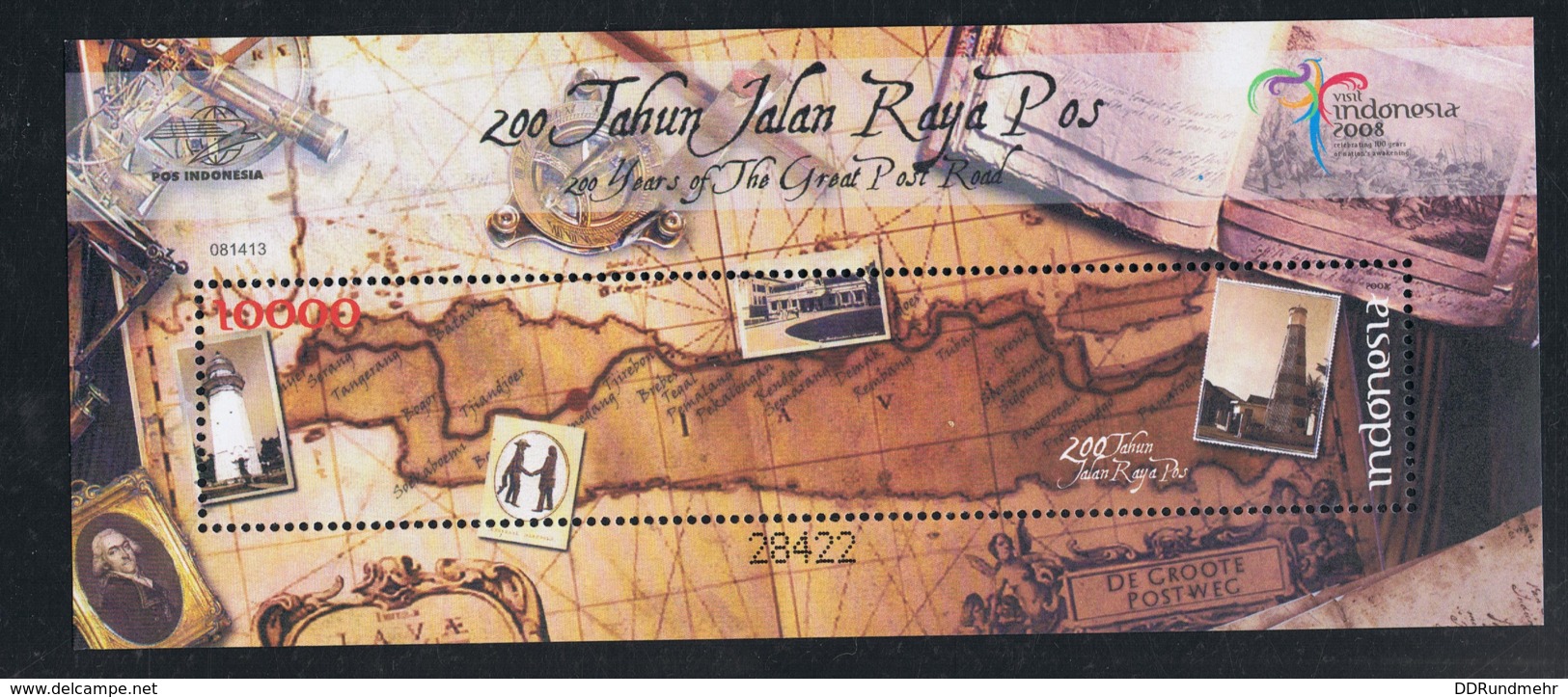 2008 27. Sept. 200 J. Große Poststrasse Block Mi ID BL240 WAD ID074MS.08 Siehe Scan - Indonesien