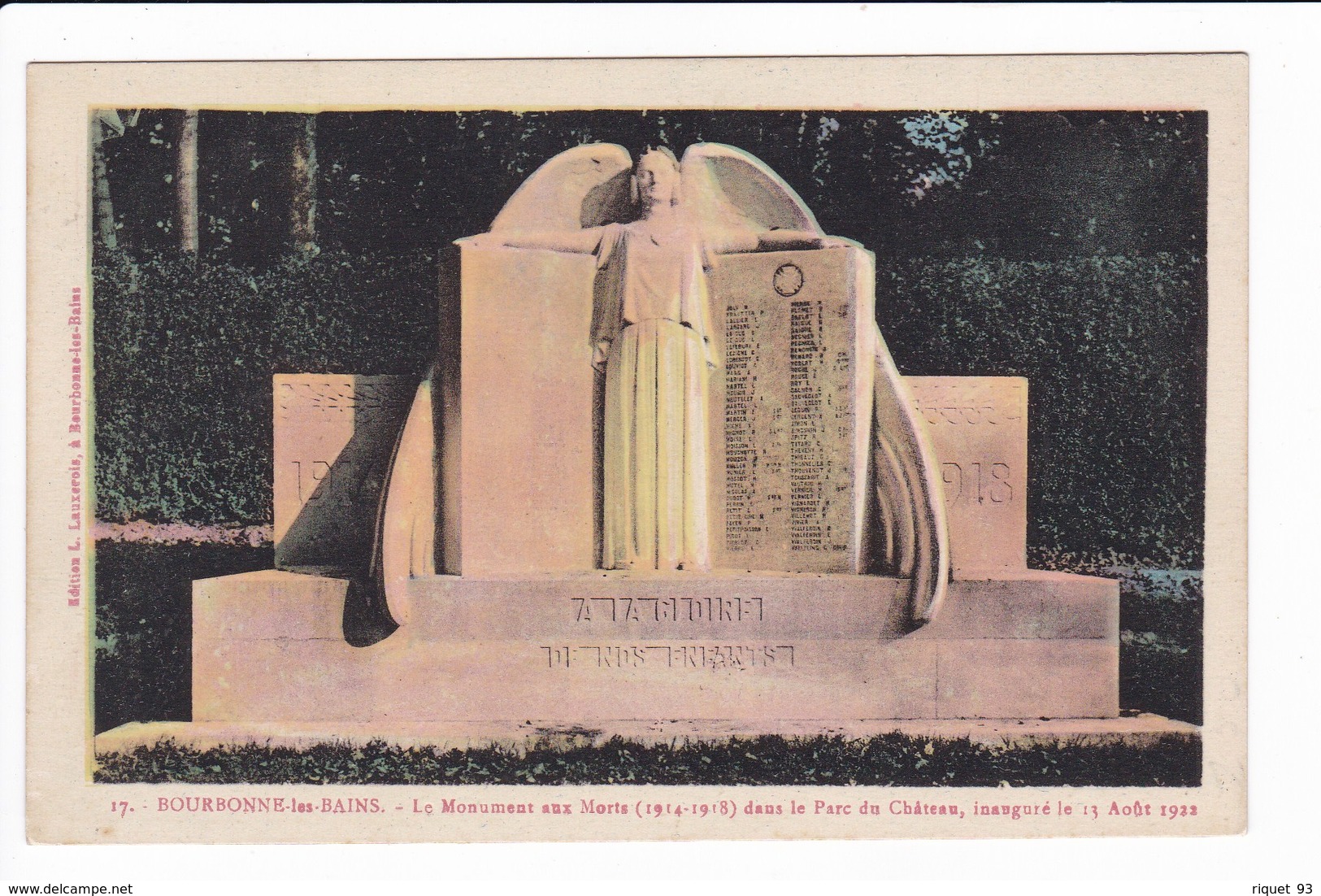 17 - BOURBONNE-les-BAINS - Le Monument Aux Morts (1914-1918) Dans Le Parc Du Château... - Bourbonne Les Bains