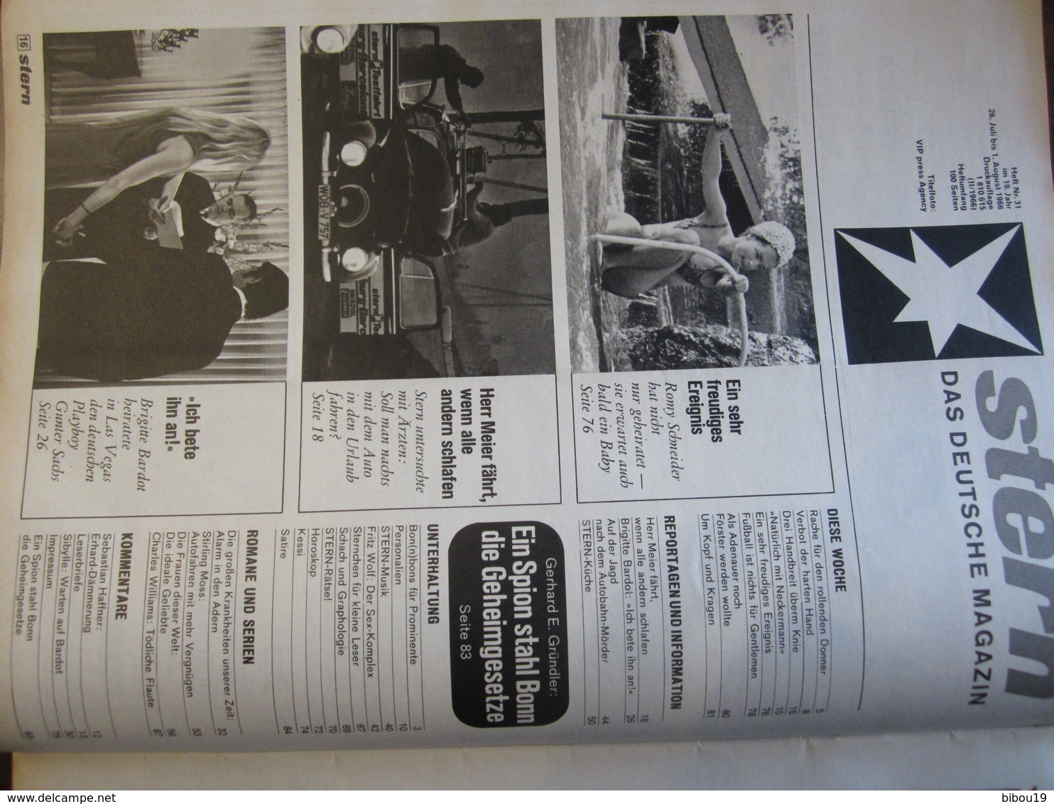MAGAZINE STERN JULI 1966 BB UBER GUNTER SACHS ICH BETE IHN AN  DIE IDEALE GELIEBTE  N 31 - Travel & Entertainment