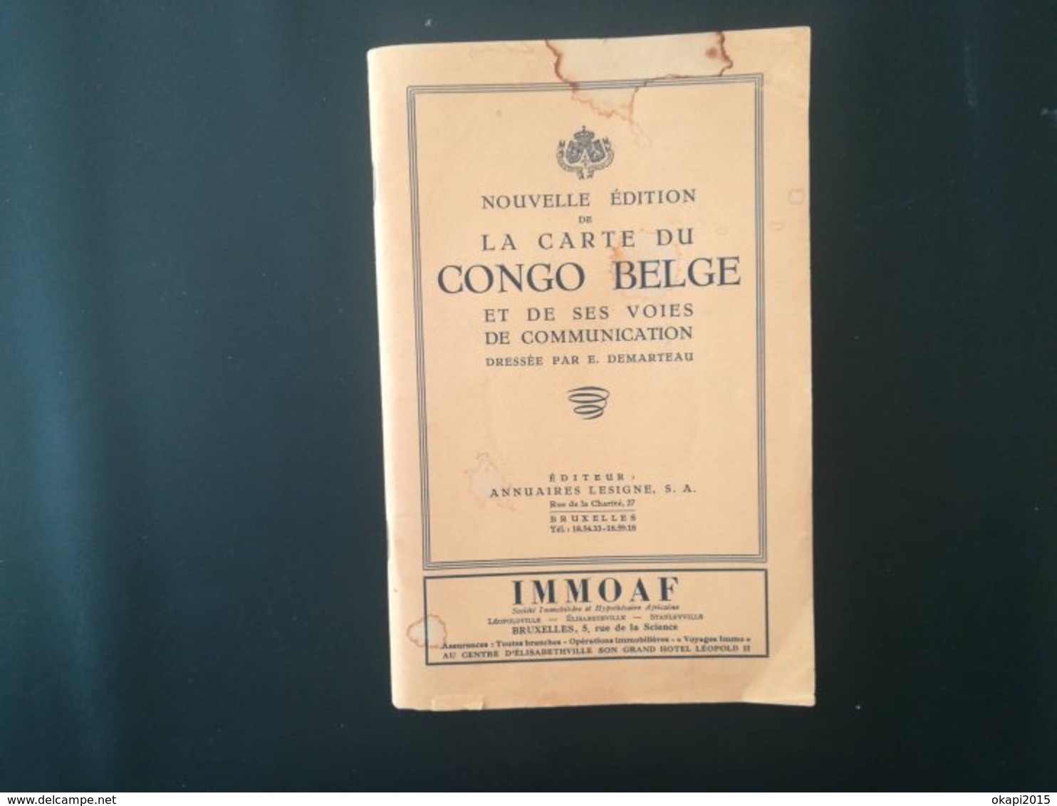 VIEILLE CARTE CONGO BELGE ET DE SES VOIES DE COMMUNICATIONS NOMBREUSES PUBLICITÉS AMATO FRÈRES  ETC. COLONIE BELGIQUE - Altri & Non Classificati