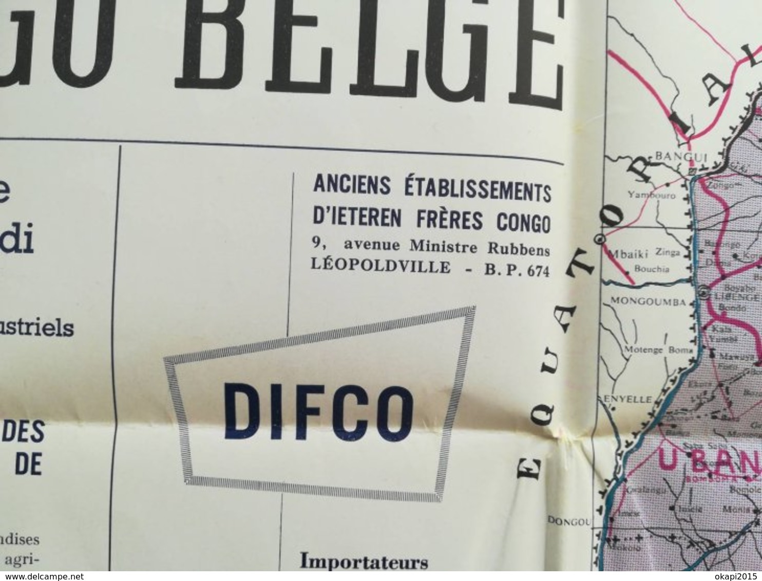 VIEILLE CARTE CONGO BELGE ET DE SES VOIES DE COMMUNICATIONS NOMBREUSES PUBLICITÉS AMATO FRÈRES  ETC. COLONIE BELGIQUE