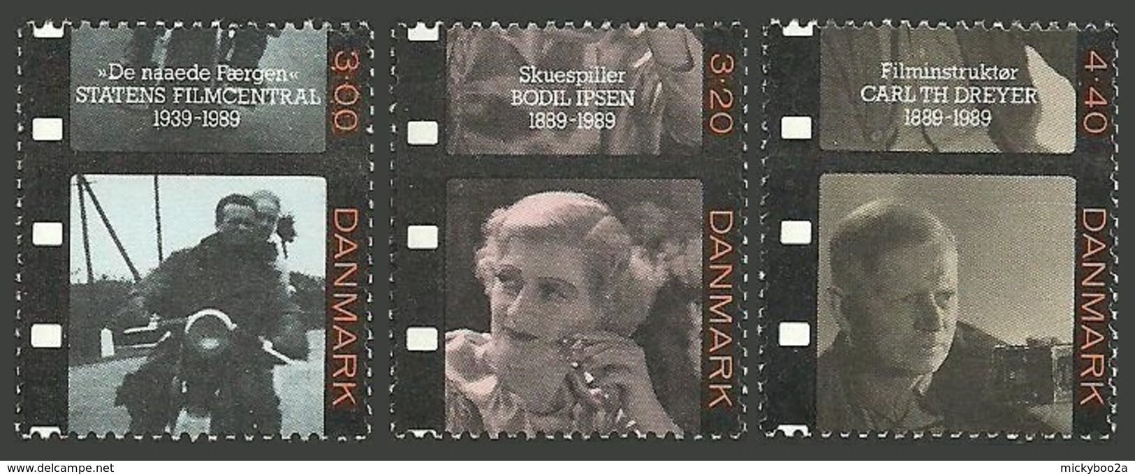 DENMARK 1989 FILMS CINEMA MOTORCYCLES SET MNH - Unused Stamps