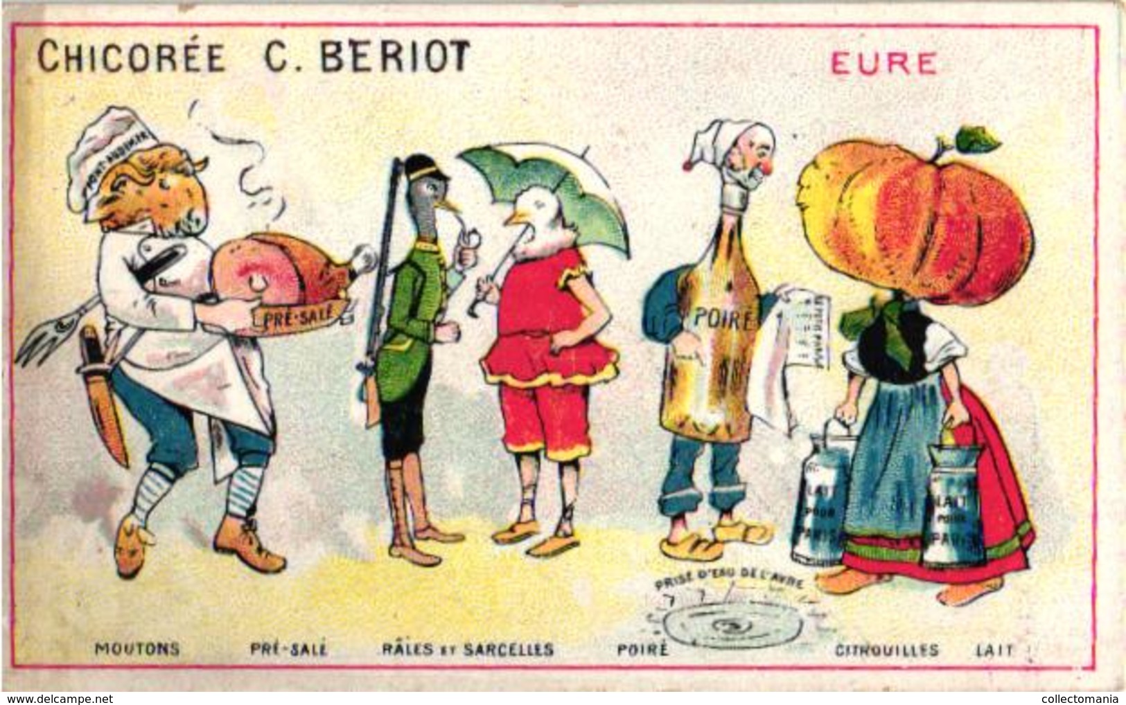 2 Trade Cards - ANTHROPOMORPHIC Goose Pear Apple Pumpkion Ram Sheep Duck Goose Rabbit Acting As Humans, Veggie People - Other & Unclassified
