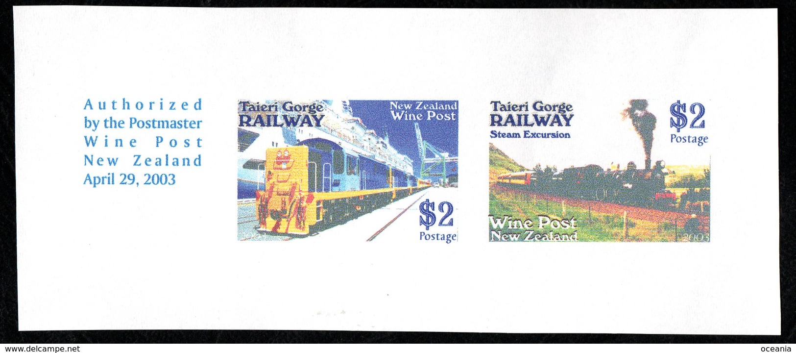 New Zealand Wine Post Se-tenant Locomotives Color Trial Strip - Other & Unclassified