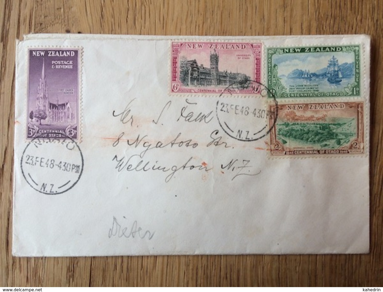New Zealand 1948, Used FDC Centennial Of Otago Sent To Wellington - FDC