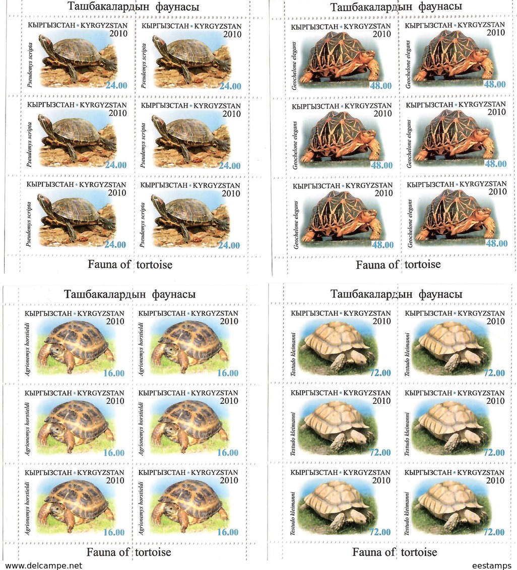 Kyrgyzstan.2010 Fauna. Turtles. 4 Sheetlets, Each Of 6. Michel # 644-47 KB - Kirgisistan