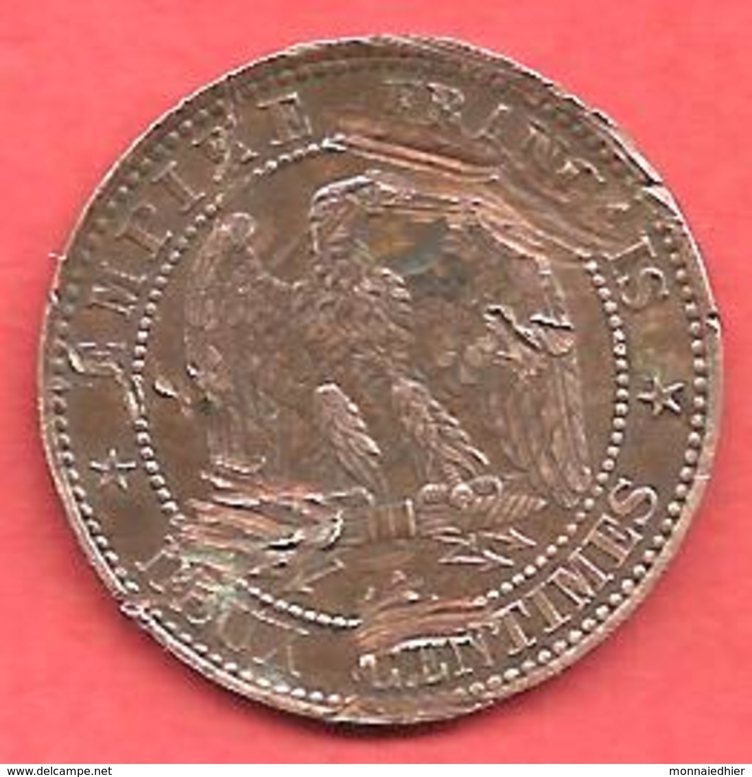 2 Centimes , Type NAPOLEON III  Laurée , Bronze , 1862 A , N° F # 108A.4 - Autres & Non Classés