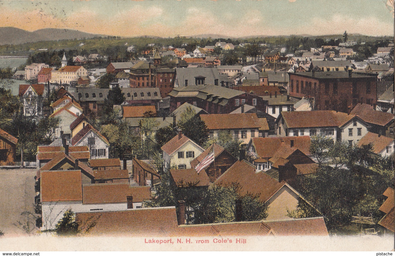 Vintage 1907 - Lakeport New Hampshire From Cole's Hill - Written Stamp Postmark - 2 Scans - Other & Unclassified