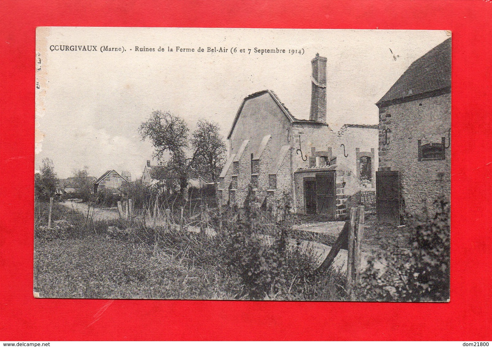 51 - Courgivaux : Ruines De La Ferme De Bel Air En 1914 - Autres & Non Classés