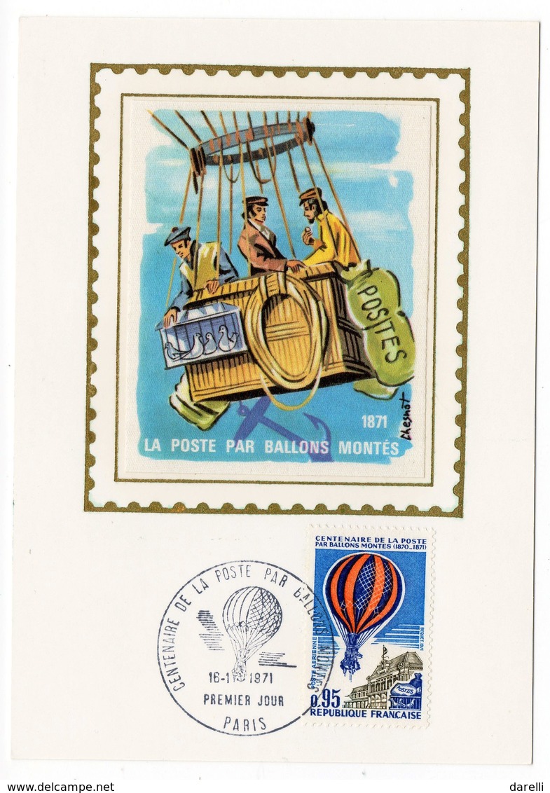 Carte Maximum 1971 - Centenaire De La Poste Par Ballons Montés - YT 45 Poste Aérienne - Paris - 1970-1979