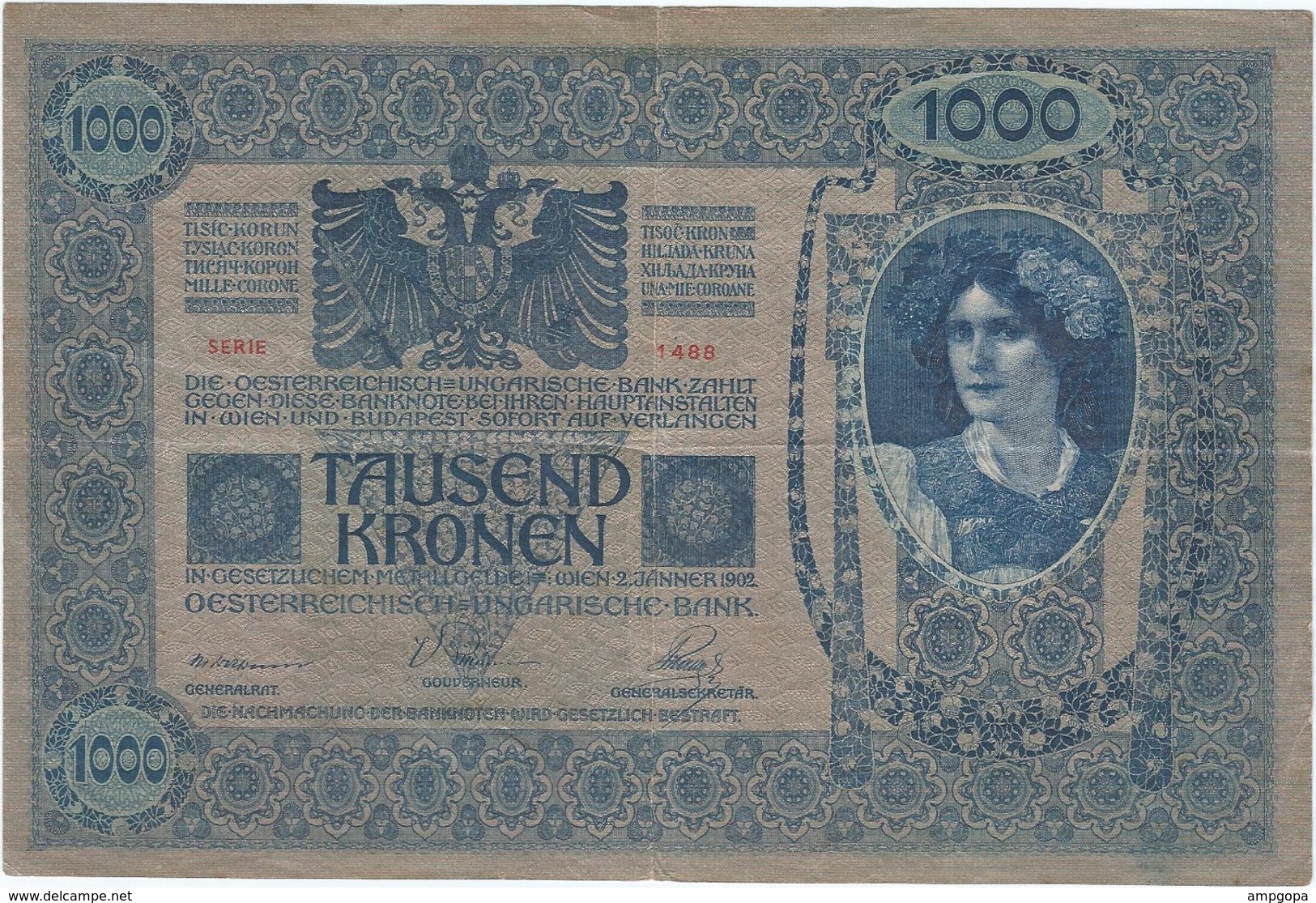 Austria 1.000 Kronen 2-1-1902 Pk 59  Ref 2 - Austria