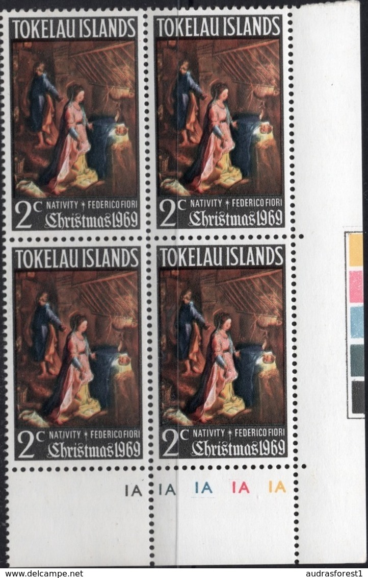 PLATE 1A 1A 1A 1A 1A CHRISTMAS 2c Mint Not Hinged IMPRINT BLOCK Of 4 Stamps TOKELAU ISLANDS - Tokelau