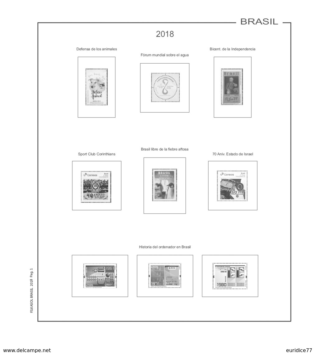 Suplemento Filkasol Brasil 2018 - Ilustrado Para Album 15 Anillas - Pre-Impresas