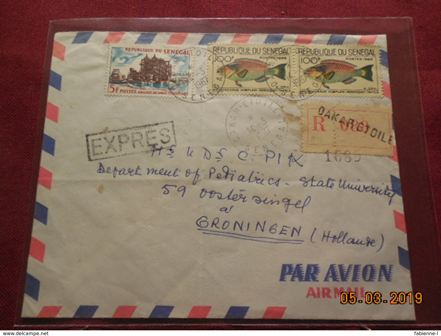 Lettres De 1967  A Destination Des Pays-Bas En Recommande - Senegal (1960-...)