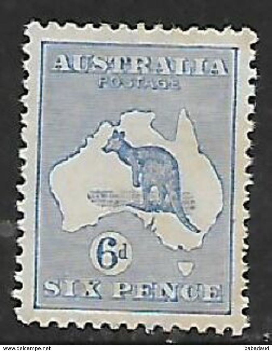 Australia, Kangaroo, 1913, 6d Blue, MH *, Gum Tone - Mint Stamps
