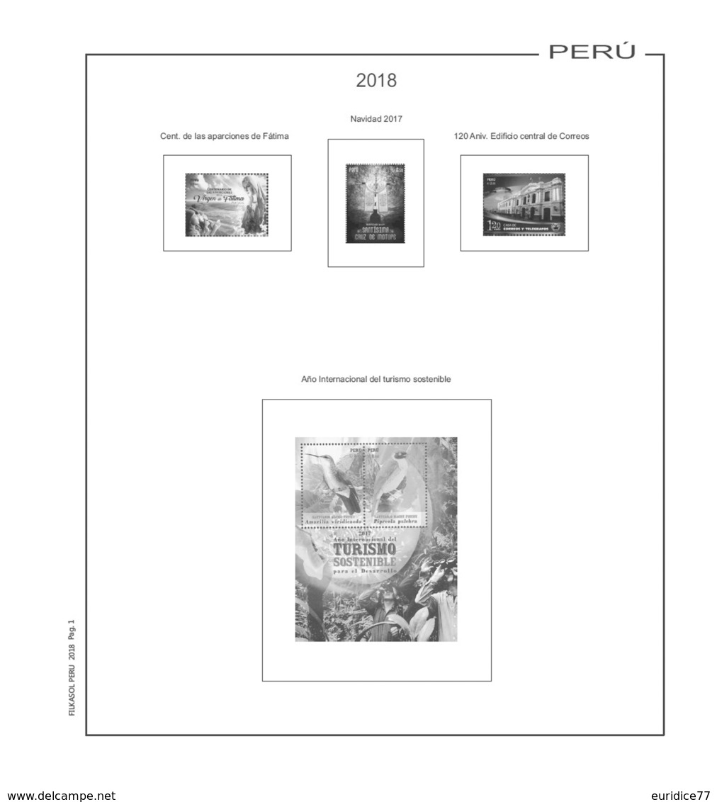 Suplemento Filkasol Peru 2018 - Ilustrado Para Album 15 Anillas - Pre-Impresas