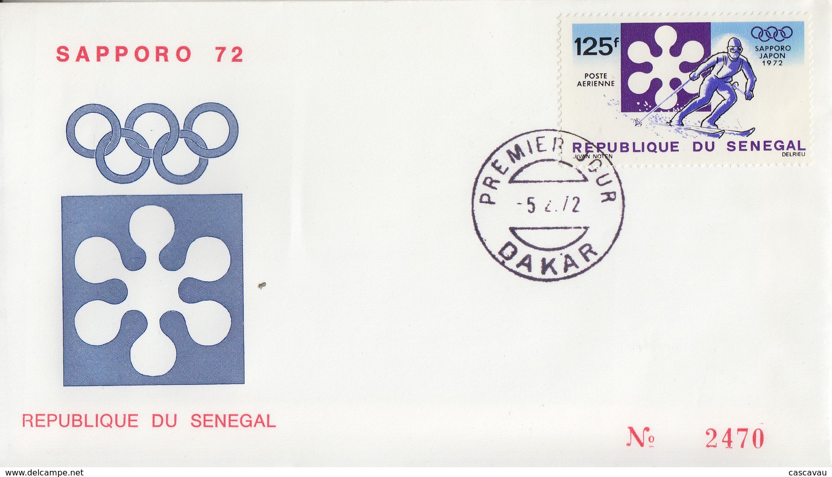 Enveloppe  FDC  1er  Jour  SENEGAL   Jeux  Olympiques  D' Hiver   SAPPORO   1972 - Winter 1972: Sapporo