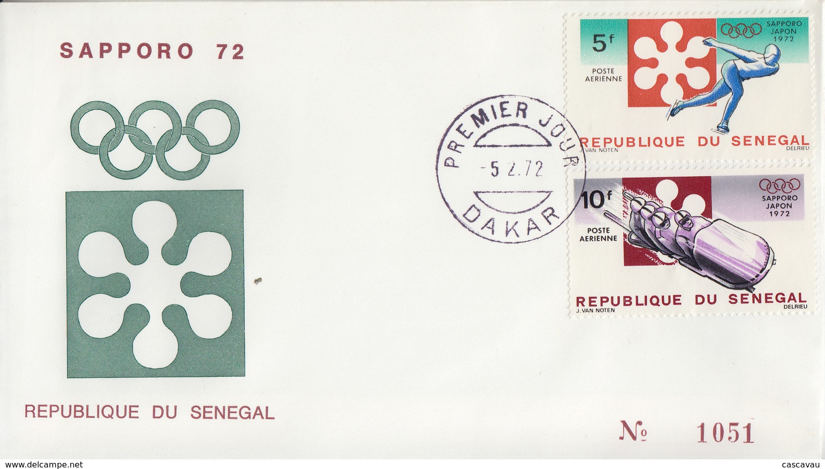 Enveloppe  FDC  1er  Jour  SENEGAL   Jeux  Olympiques  D' Hiver   SAPPORO   1972 - Invierno 1972: Sapporo