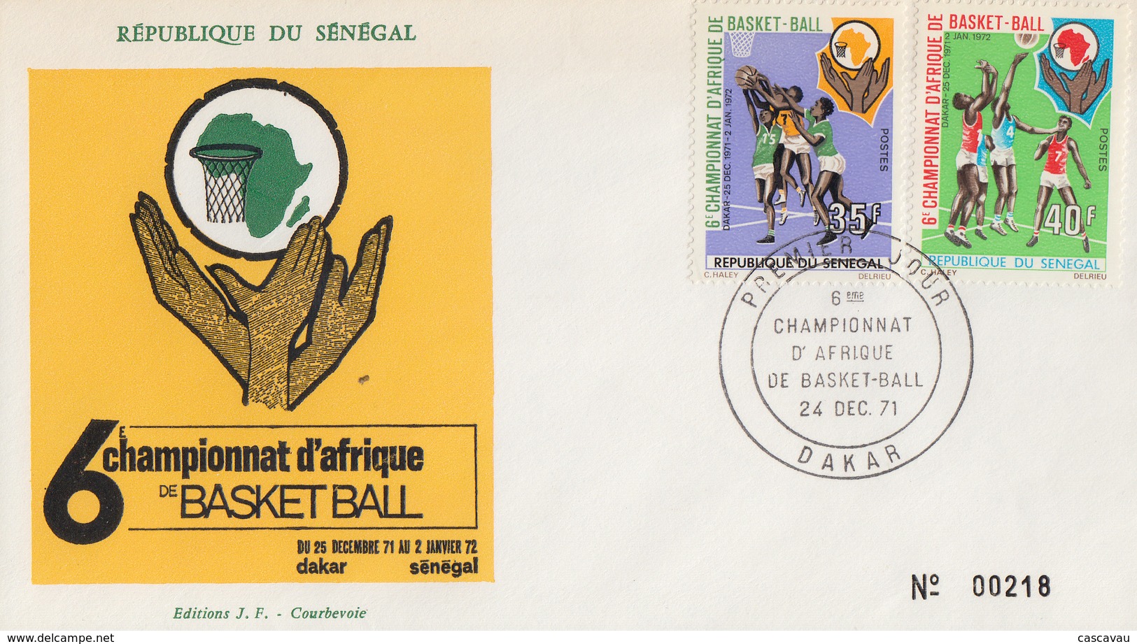 Enveloppe  FDC  1er  Jour   SENEGAL   6éme  Championnat  D' Afrique  De   Basket Ball    DAKAR   1963 - Pallacanestro