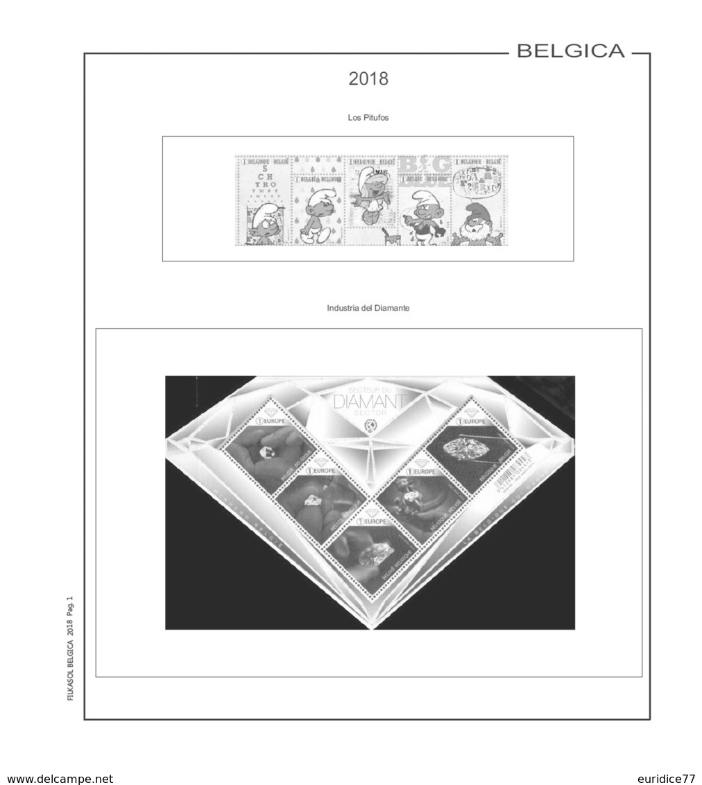 Suplemento Filkasol Belgica 2018 - Ilustrado Para Album 15 Anillas - Pre-Impresas