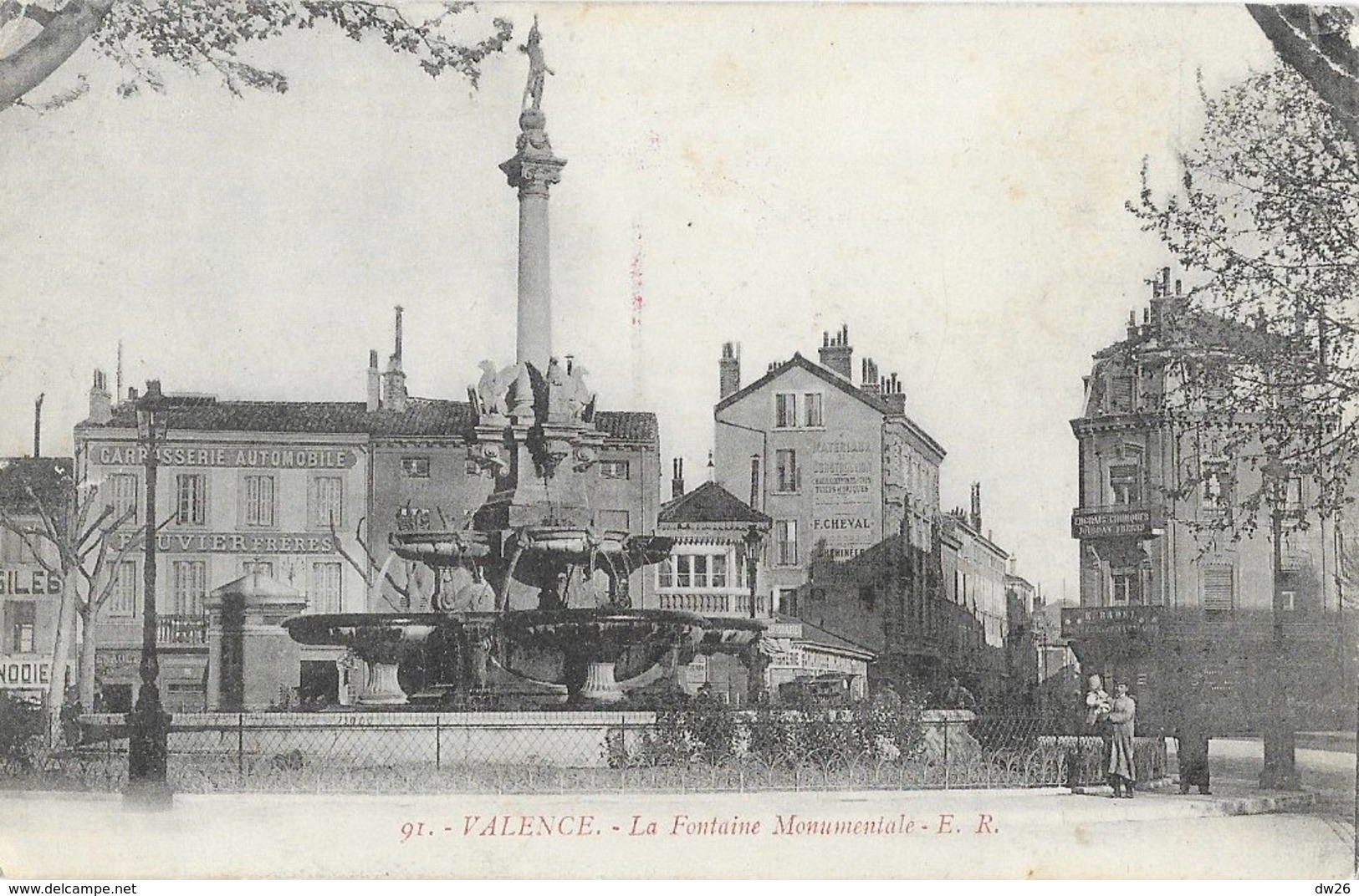 Valence - La Fontaine Monumentale - Carte E.R. N° 91 - Valence