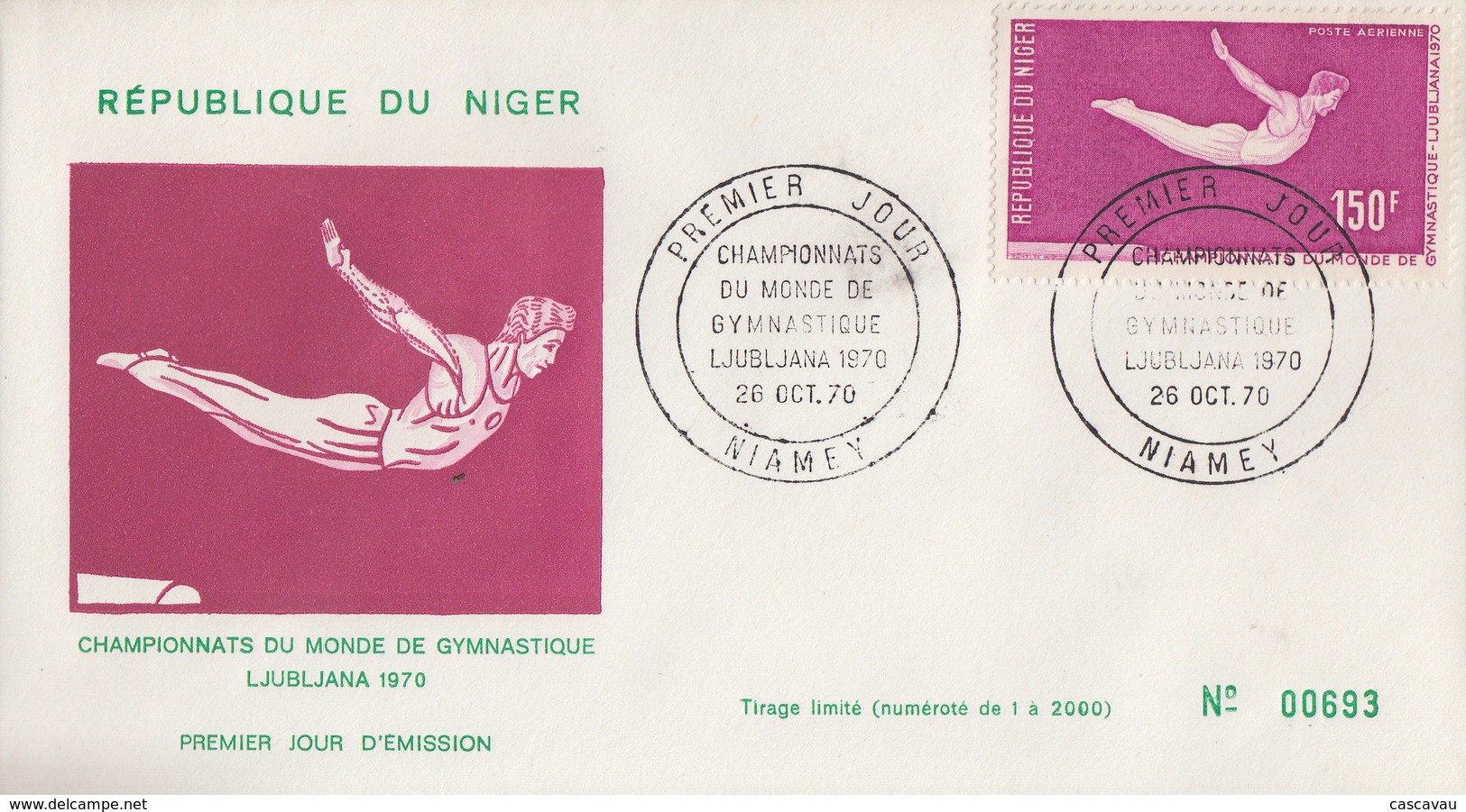 Enveloppe  FDC  1er  Jour   NIGER   Championnat  Du  Monde  De  GYMNASTIQUE   1970 - Gymnastics