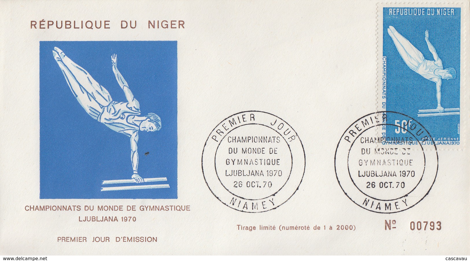 Enveloppe  FDC  1er  Jour   NIGER   Championnat  Du  Monde  De  GYMNASTIQUE   1970 - Gymnastics