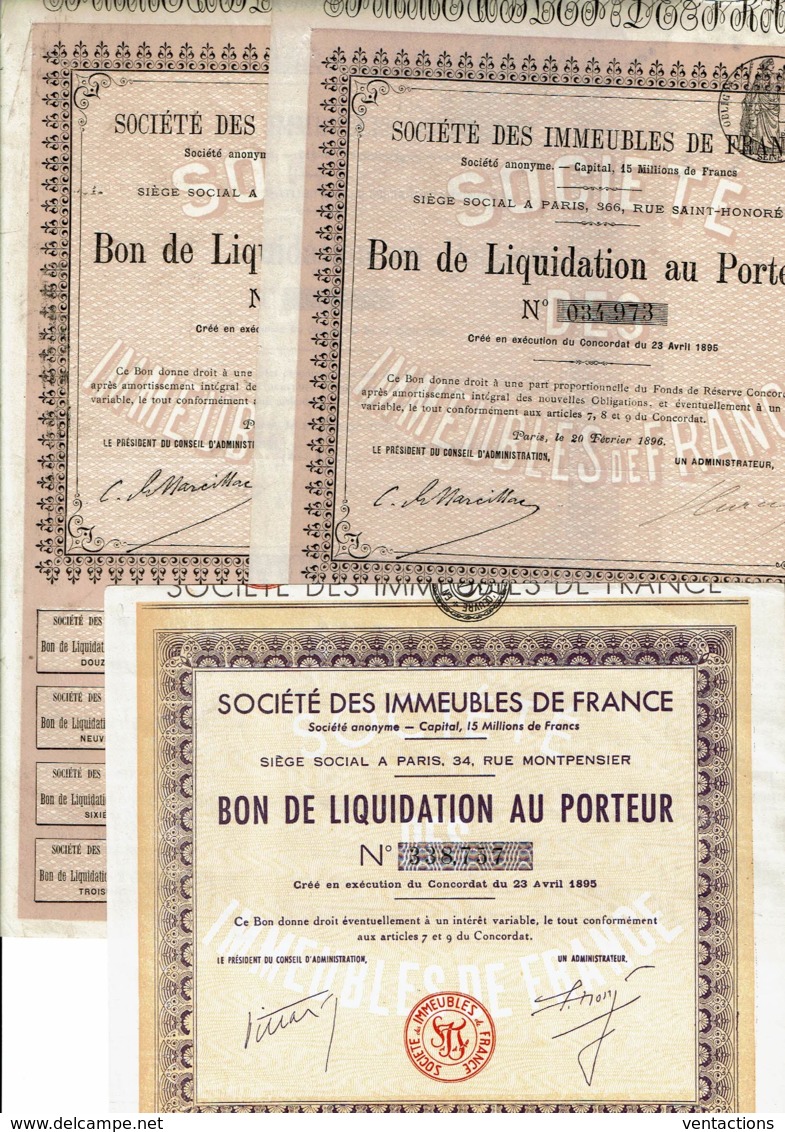 75-IMMEUBLES DE FRANCE. Lot De 3 Bons - Autres & Non Classés