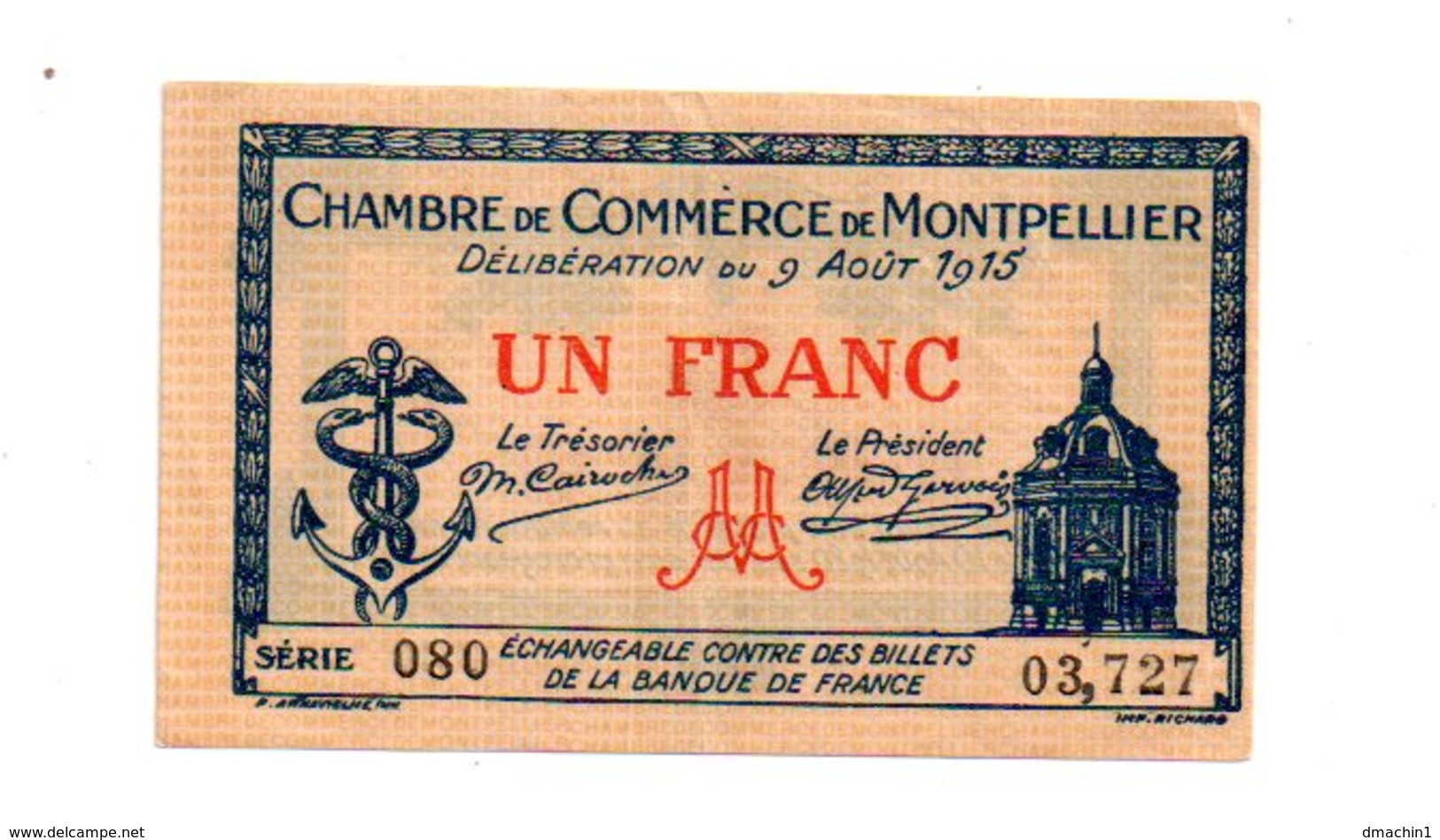 Montpellier -un Franc-voir état - Chambre De Commerce