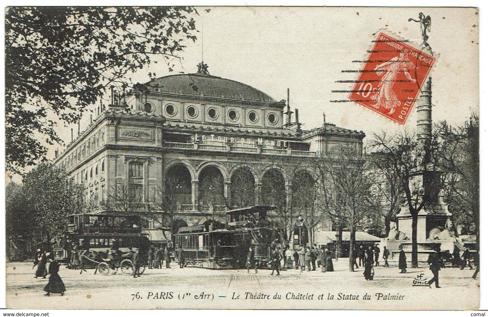 CPA - 75 - PARIS - 1er  - Le Théatre Du Chatelet Et La Statue Du Palmier - - Andere Monumenten, Gebouwen