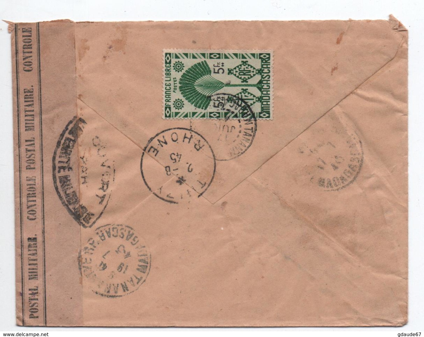 1945 - ENVELOPPE RECOMMANDE De TANANARIVE ANTANIMENA (MADAGASCAR) Pour THIZY Avec CENSURE - Lettres & Documents