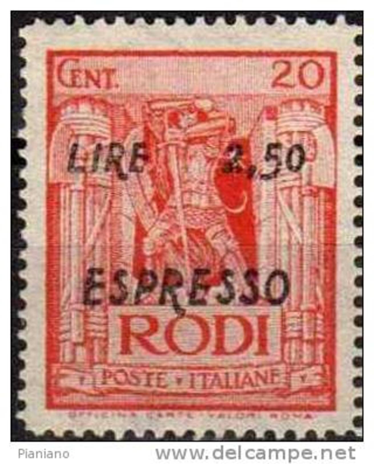 PIA - EGEO - 1943 : Occupazione Tedesca : Francobollo Della Serie Pittorica Soprastampato  - (ESPRESSO - SAS  E6) - Egeo (Occup. Tedesca)