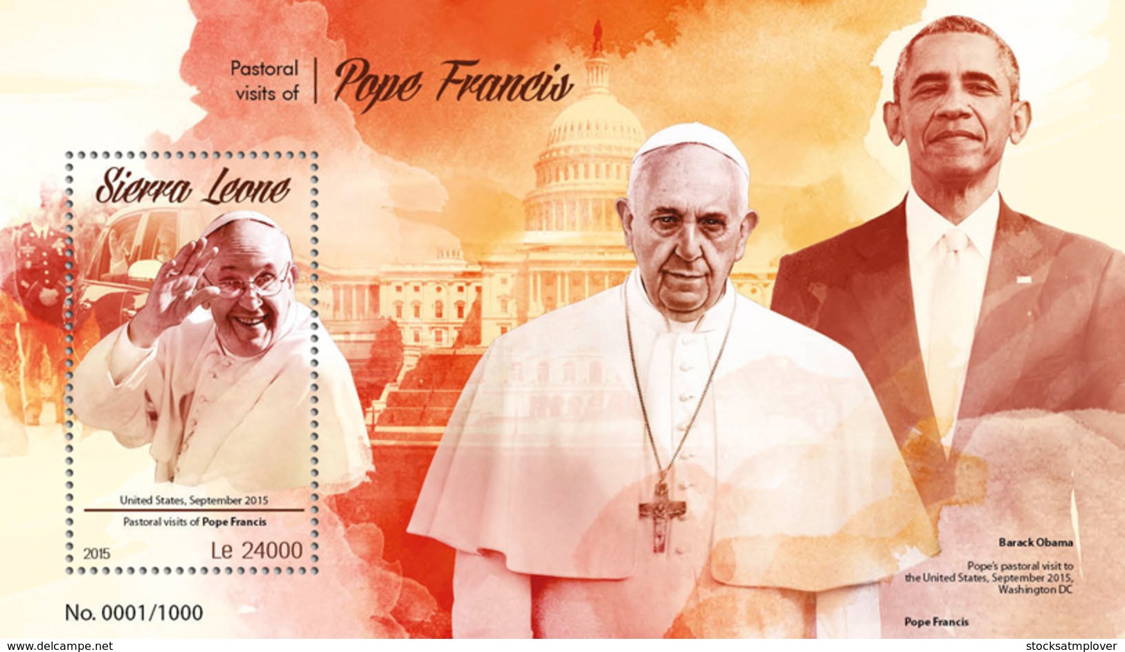 Sierra Leone 2015  Pope Francis ,Obama - Sierra Leone (1961-...)